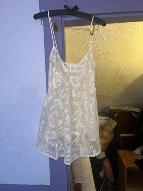 Sheer Embroidered White Slip Dress